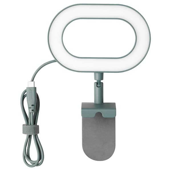 Ikea STÄNKREGN - LED ring lamp, dimmable/turquoise