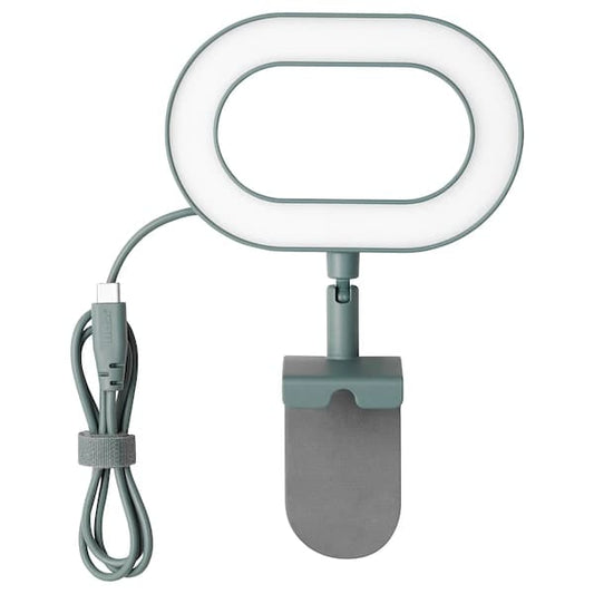 Ikea STÄNKREGN - LED ring lamp, dimmable/turquoise