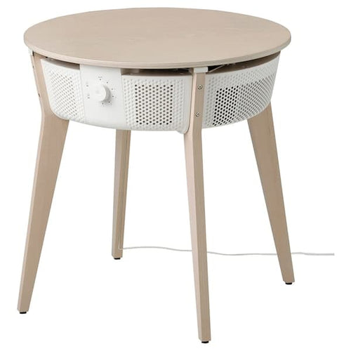 STARKVIND Table with air purifier - oak veneer/mordant/white ,
