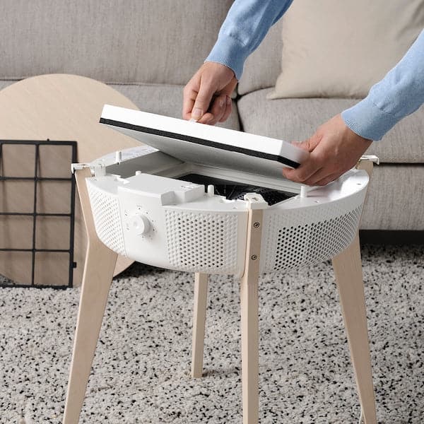 Ikea STARKVIND Table with air purifier - oak veneer/mordant/white ,