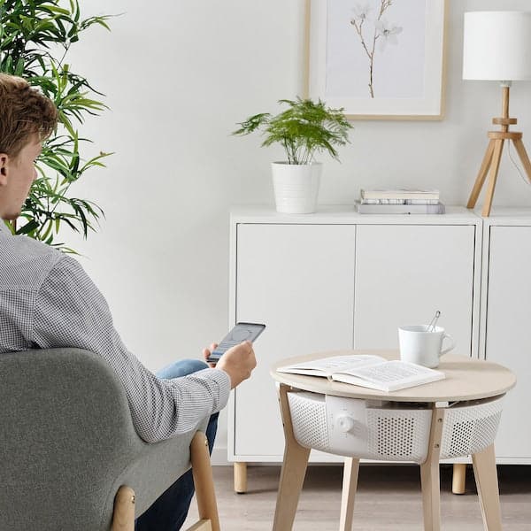 Ikea STARKVIND Table with air purifier - oak veneer/mordant/white ,