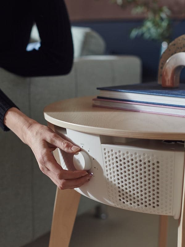 Ikea STARKVIND Table with air purifier - oak veneer/mordant/white ,
