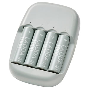 Ikea STENKOL / LADDA Charger and 4 batteries ,
