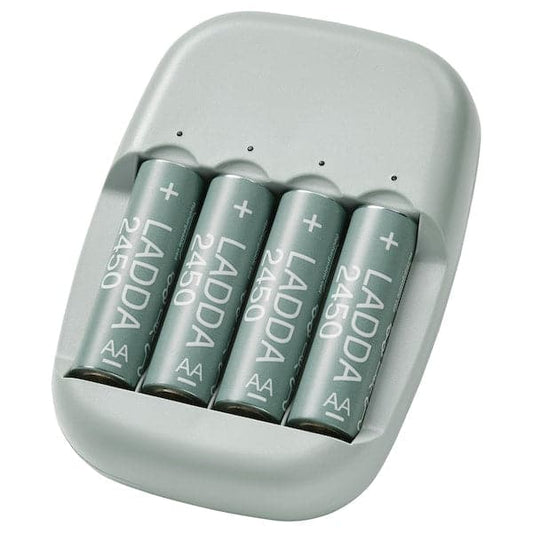 Ikea STENKOL / LADDA Charger and 4 batteries ,