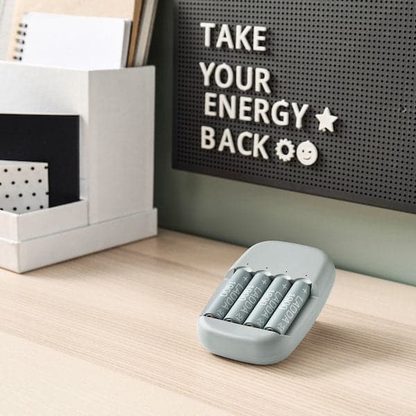 Ikea STENKOL / LADDA Charger and 4 batteries ,