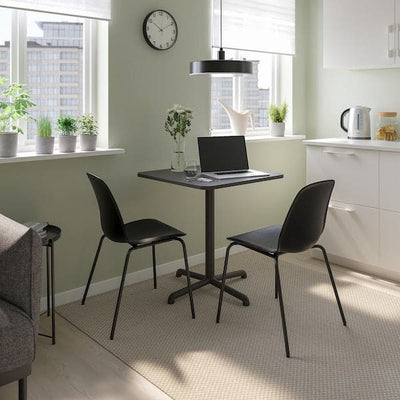 STENSELE / LIDÅS - Table and 2 chairs, anthracite anthracite/black/black, 70x70 cm - best price from Maltashopper.com 49509049
