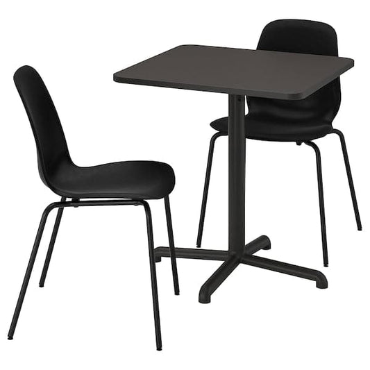 STENSELE / LIDÅS - Table and 2 chairs, anthracite anthracite/black/black, 70x70 cm - best price from Maltashopper.com 49509049