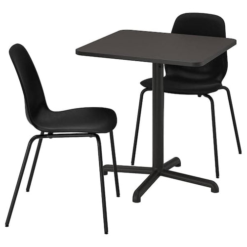 STENSELE / LIDÅS - Table and 2 chairs, anthracite anthracite/black/black, 70x70 cm