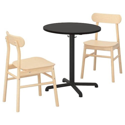 STENSELE / RÖNNINGE - Table and 2 chairs, anthracite/anthracite birch, 70 cm