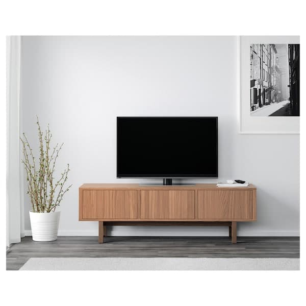 STOCKHOLM - TV bench, walnut veneer, 160x40x50 cm - best price from Maltashopper.com 60239715