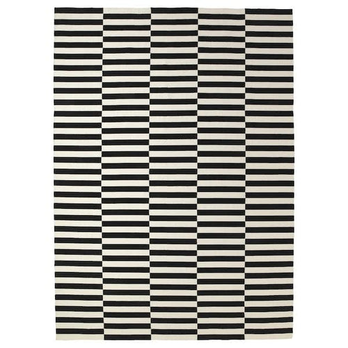 STOCKHOLM - Rug, flatwoven, handmade/striped black/off-white, 250x350 cm