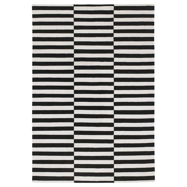 STOCKHOLM - Rug, flatwoven, handmade/striped black/off-white, 170x240 cm - best price from Maltashopper.com 80104862