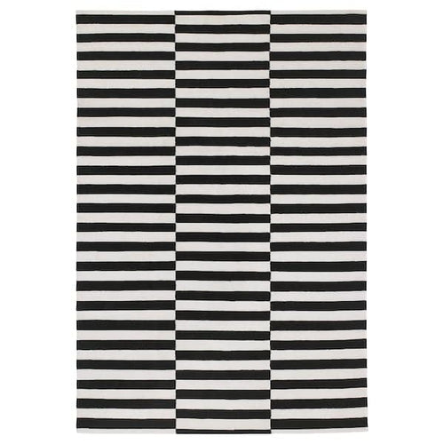 STOCKHOLM - Rug, flatwoven, handmade/striped black/off-white, 170x240 cm