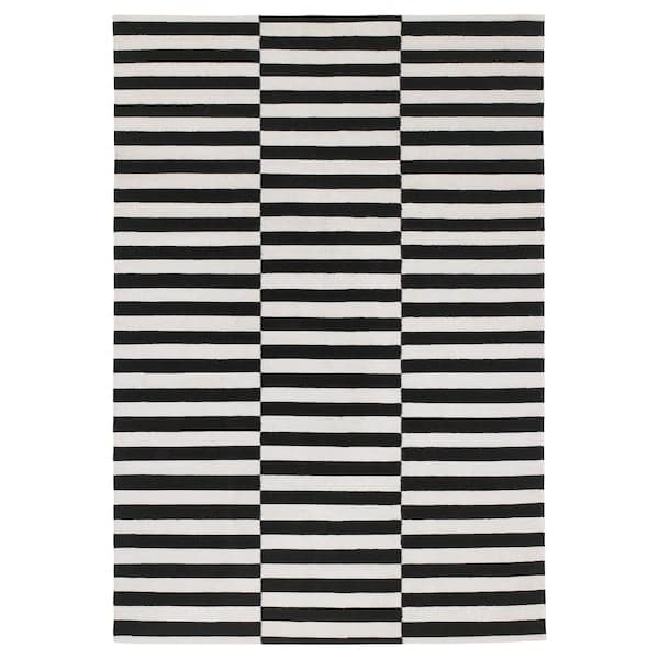 STOCKHOLM - Rug, flatwoven, handmade/striped black/off-white, 170x240 cm