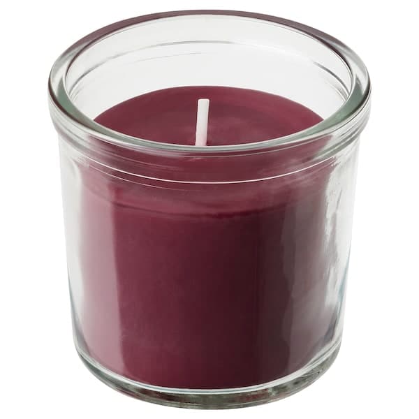 Ikea STÖRTSKÖN - Scented candle in glass, Berries/red, 20 hr