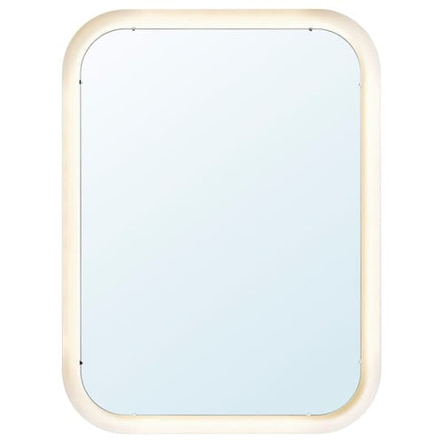 STORJORM - Mirror with integrated lighting, white, 80x60 cm