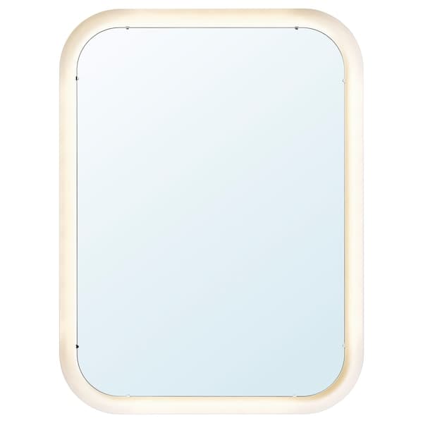 STORJORM - Mirror with integrated lighting, white, 80x60 cm