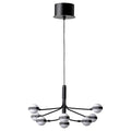 STORSLINGA LED chandelier, 8-armed, black/white, 70 cm