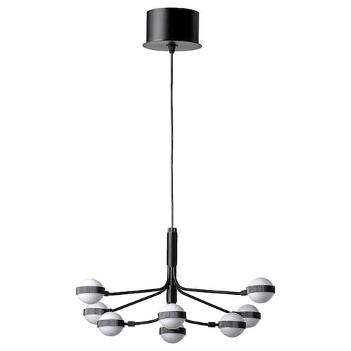 STORSLINGA LED chandelier, 8-armed, black/white, 70 cm