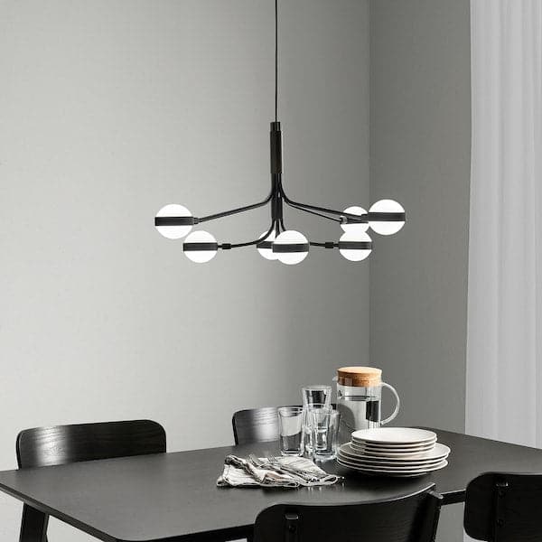 Ikea STORSLINGA - LED chandelier, 8-armed, black/white ,