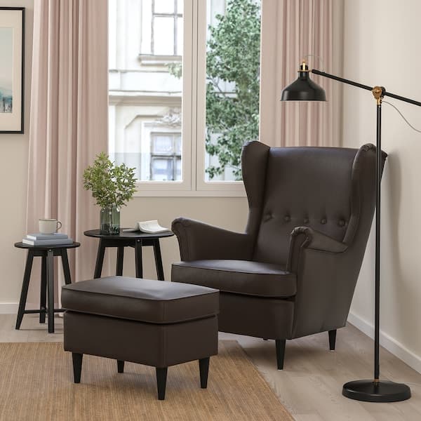 STRANDMON Armchair and footstool - Grann/Bomstad dark brown , - best price from Maltashopper.com 09483904