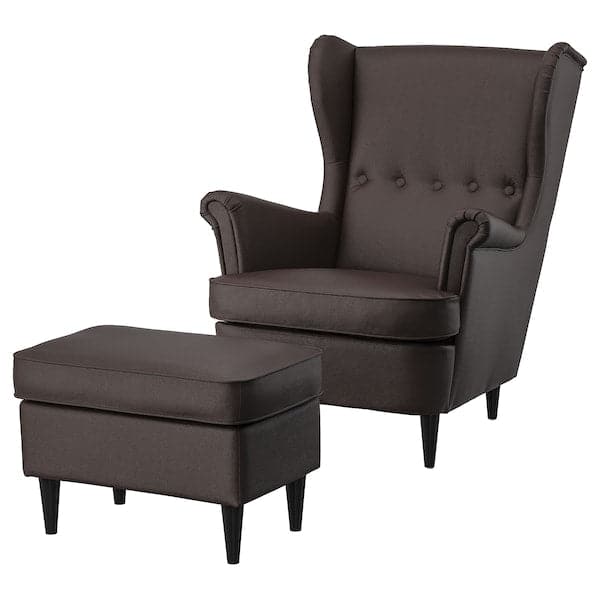 STRANDMON Armchair and footstool - Grann/Bomstad dark brown , - best price from Maltashopper.com 09483904