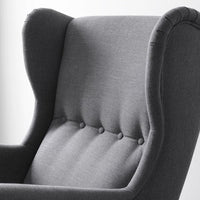 STRANDMON Armchair and footstool - Nordvalla dark grey , - best price from Maltashopper.com 39483907