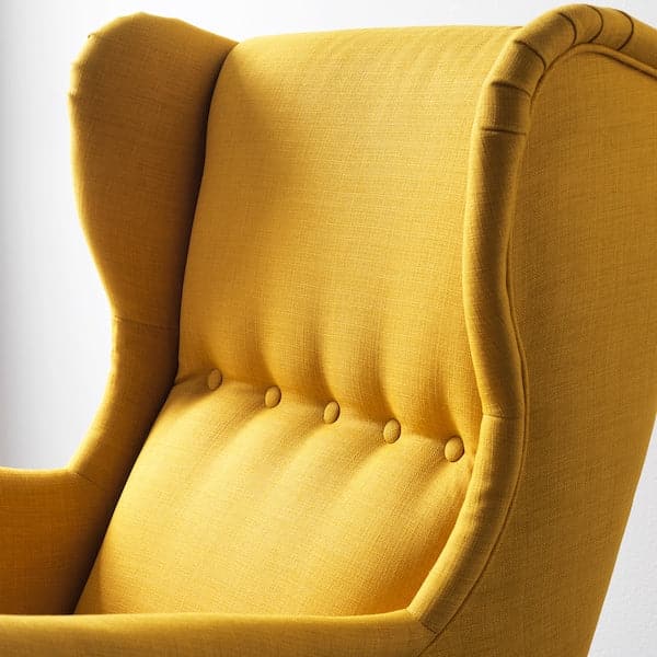 Ikea STRANDMON Armchair and footstool - Skiftebo yellow ,