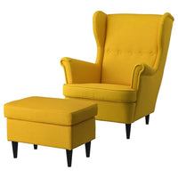 STRANDMON Armchair and footstool - Skiftebo yellow , - best price from Maltashopper.com 59483906