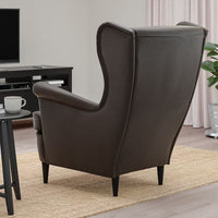 STRANDMON wing chair, Grann/Bomstad dark brown, 82x101x96 cm