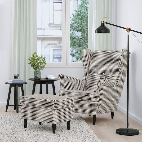 Ikea STRANDMON Armchair - Black/Beige Vibberbo