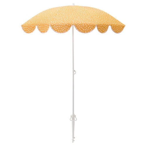 STRANDÖN - Parasol, yellow/white dotted, 140 cm