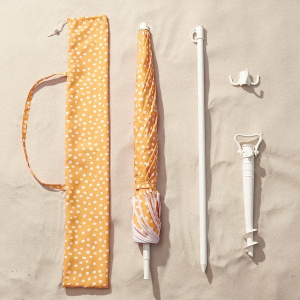 STRANDÖN - Parasol, yellow/white dotted, 140 cm - best price from Maltashopper.com 70522765