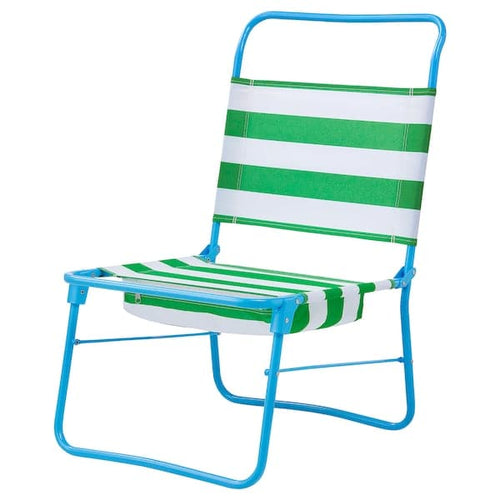 STRANDÖN - Beach chair, white green/blue