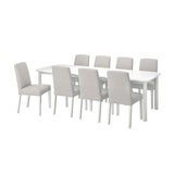 STRANDTORP / BERGMUND table and 8 chairs, white/Orrsta light grey, 150/205/260 cm