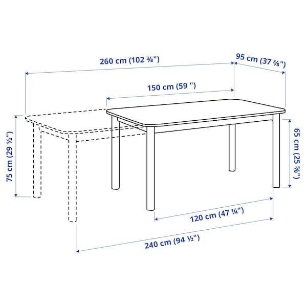 STRANDTORP / MÅRENÄS - Table and 6 chairs with armrests, black/Gunnared brown, , 150/205/260 cm - best price from Maltashopper.com 89518834