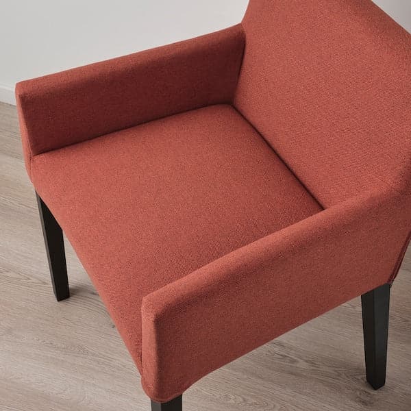 Ikea STRANDTORP / MÅRENÄS - Table and 6 chairs with armrests, black/Gunnared brown, , 150/205/260 cm