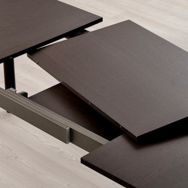 Ikea STRANDTORP / ODGER - Table and 4 chairs, brown/anthracite, 150/205/260x95 cm