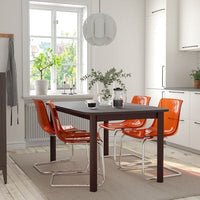 STRANDTORP / TOBIAS - Table and 4 chairs, brown/brown/red chrome-plated, 150/205/260 cm - best price from Maltashopper.com 49484893