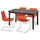 STRANDTORP / TOBIAS table and 4 chairs, brown/brown/red chrome-plated, 260x95 cm