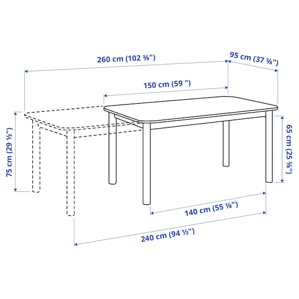 STRANDTORP / TOBIAS - Table and 4 chairs, brown/transparent, 150/205/260x95 cm - best price from Maltashopper.com 79388649