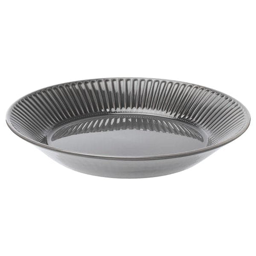 STRIMMIG - Serving plate, stoneware grey, 29 cm