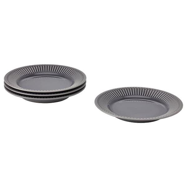 Ikea STRIMMIG - Side plate, stoneware grey, 21 cm