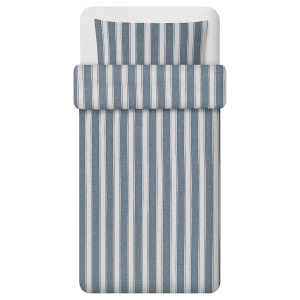 STRUTBRÄKEN - Duvet cover and pillowcase, white/blue/ striped, , 150x200/50x80 cm - best price from Maltashopper.com 70566165