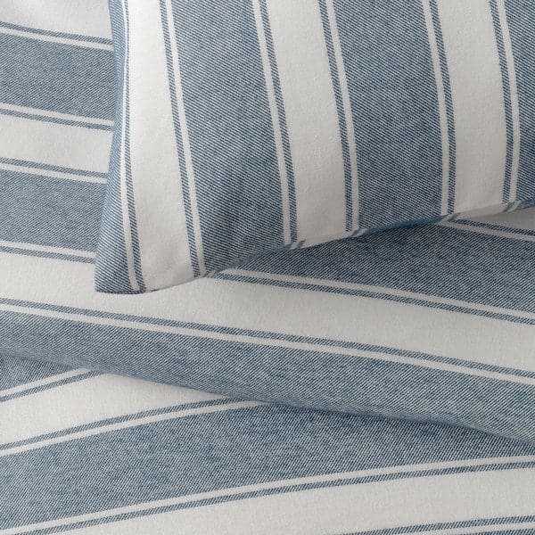 STRUTBRÄKEN - Duvet cover and pillowcase, white/blue/ striped, , 150x200/50x80 cm - best price from Maltashopper.com 70566165