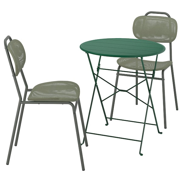 SUNDSÖ / ENSHOLM - Table+2 chairs, outdoor, green/green, 65 cm