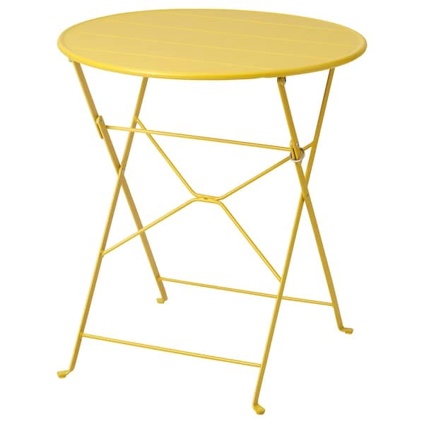 SUNDSÖ - Garden table, yellow, 65 cm