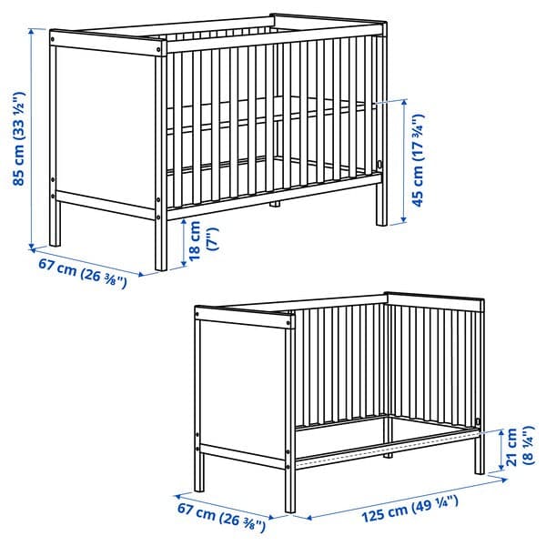 SUNDVIK Cot - grey 60x120 cm , 60x120 cm - best price from Maltashopper.com 50494075