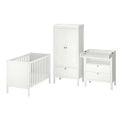 SUNDVIK - Nursery furniture set, 3 pieces, white, , 60x120 cm - best price from Maltashopper.com 19505359