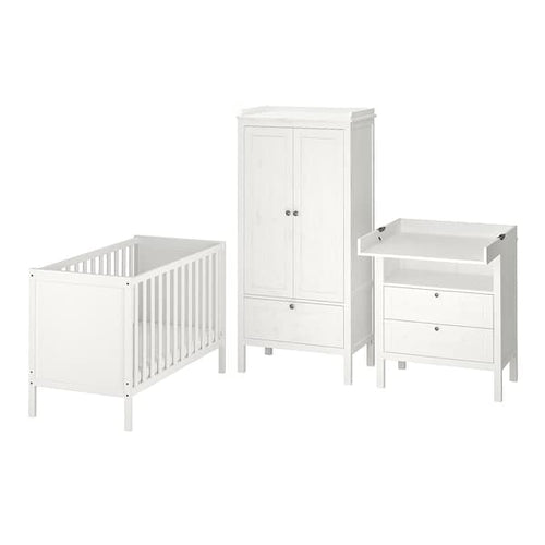 SUNDVIK - Nursery furniture set, 3 pieces, white, , 60x120 cm